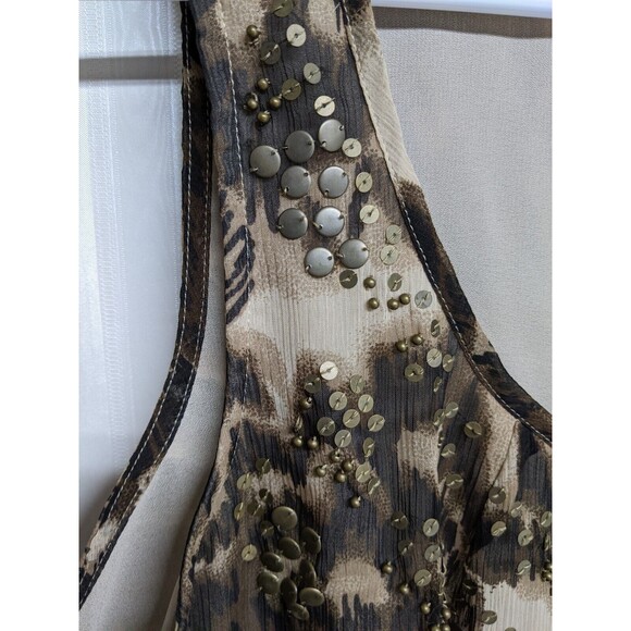 NWT Apt 9 Top Women Size Medium Sleeveless Animals Print Studs Tiger Brown M NEW - Picture 5 of 7